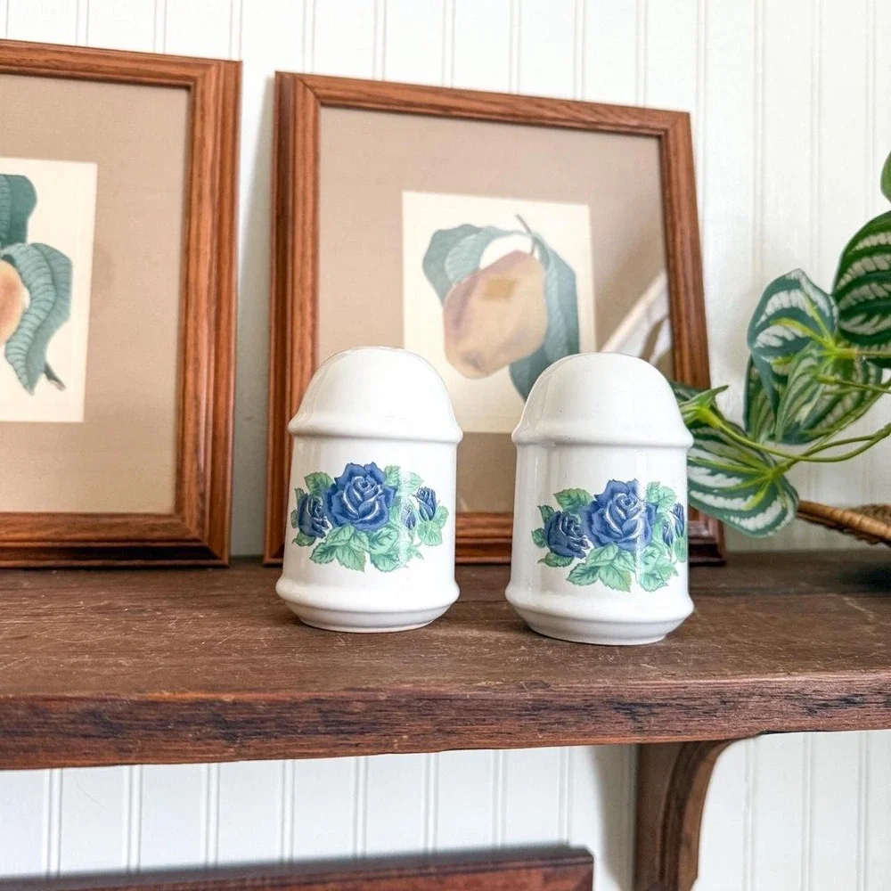 Vintage Floral Ceramic Salt and Pepper Shaker Set